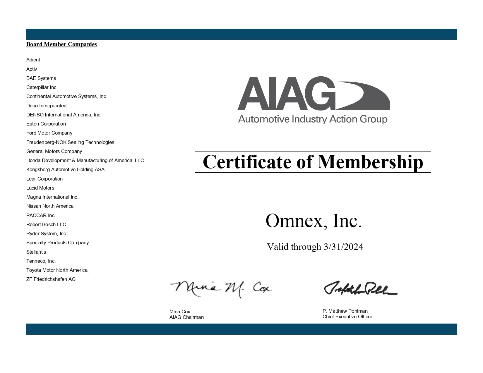 Omnex Awards and Accreditations Our Achievements