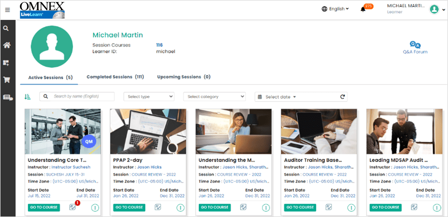 Omnex LiveLearn Admin Panel